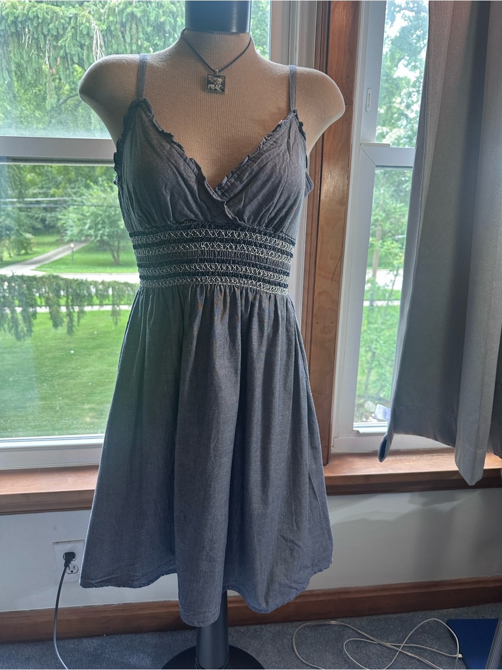 Speed Control Charcoal Grey Smocked Waist Mini Dress